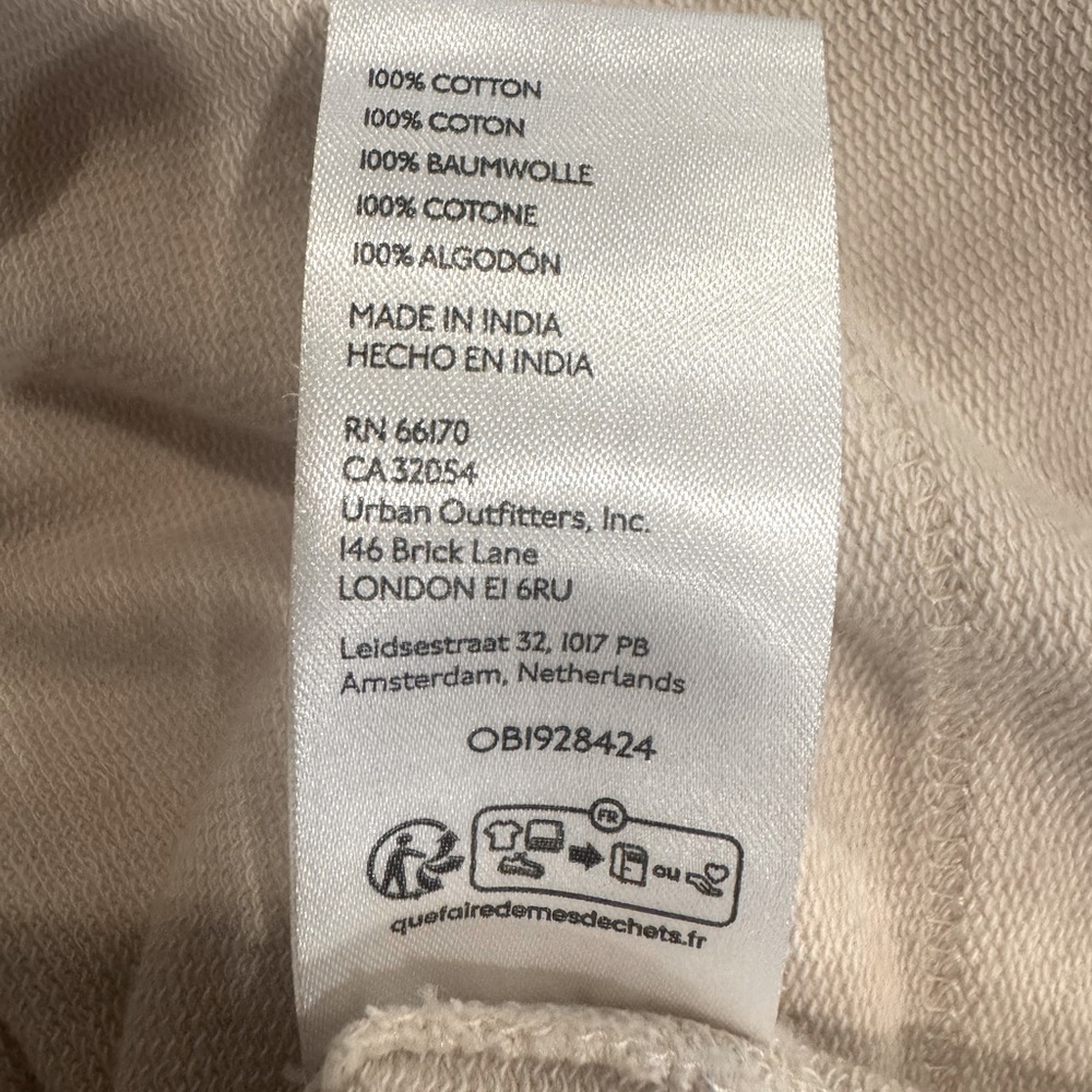 Urban Outfitters BDG 1970 ‘Khai’ Exposed Seam Cropped Sweatshirt Beige Small - Picture 5 of 12